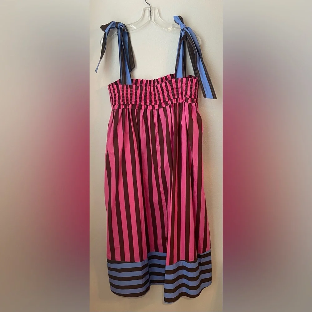 NWT Buru Tie Shoulder Stripe Midi Dress SZ L/XL - Picture 3 of 7